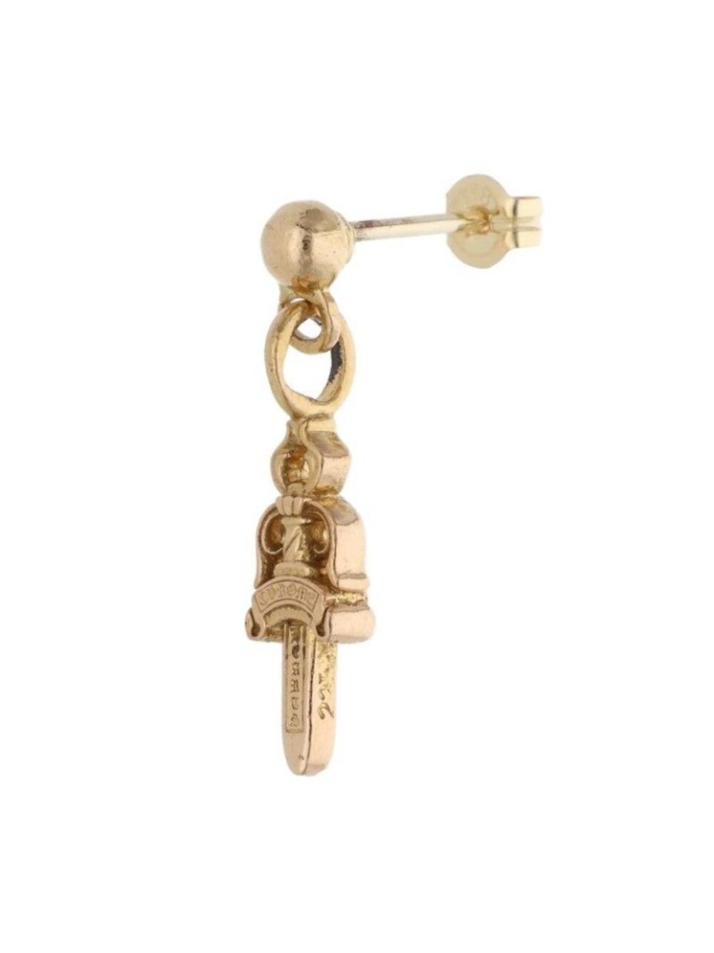 Chrome Hearts 22K Drp Stck Dggr Stack Dagger Drop Gold Earrings